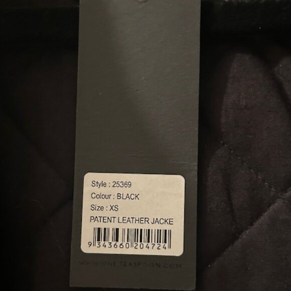 One Teaspoon Rich BLACK OUT Patent Leather Lined Zip Shimmer Short JACKET NWT - Picture 9 of 16